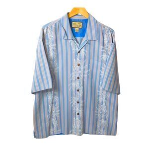 Hawaiian Mens XL Blue Camp Shirt Jamaica Jaxx Short Sleeve Button Up Tropical
